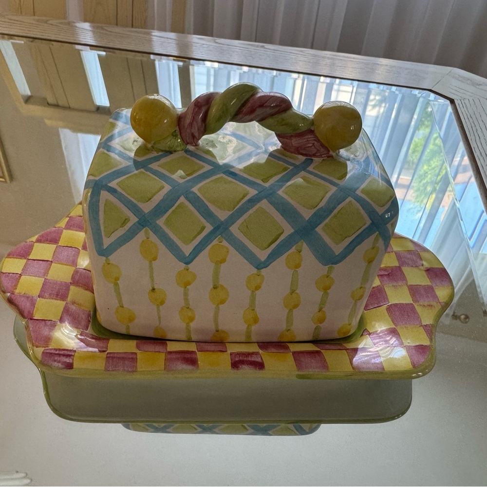 Mackenzie-child’s Colorful Ceramic Butter Dish with Lid